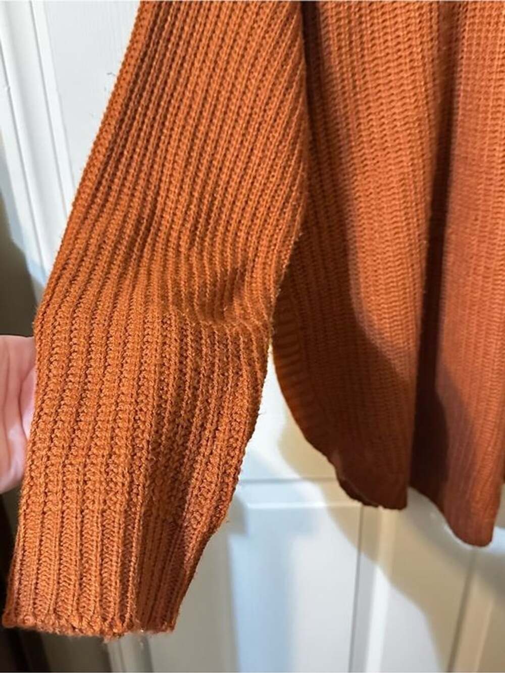 Cozy Button-Shoulder Ribbed Sweater - Rust - Picture 3 of 6